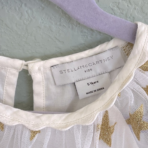 STELLA MCCARTNEY Girls Gold Star Cream Dress - Picture 5 of 5